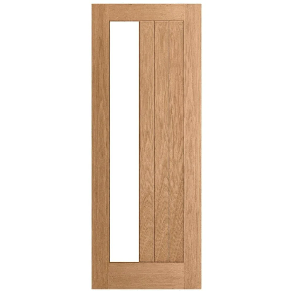 Oak Internal Unfinished Farley 1 Light Clear Offset Glass Made-to-Measure FD30 Fire Door (122630) - Image 3