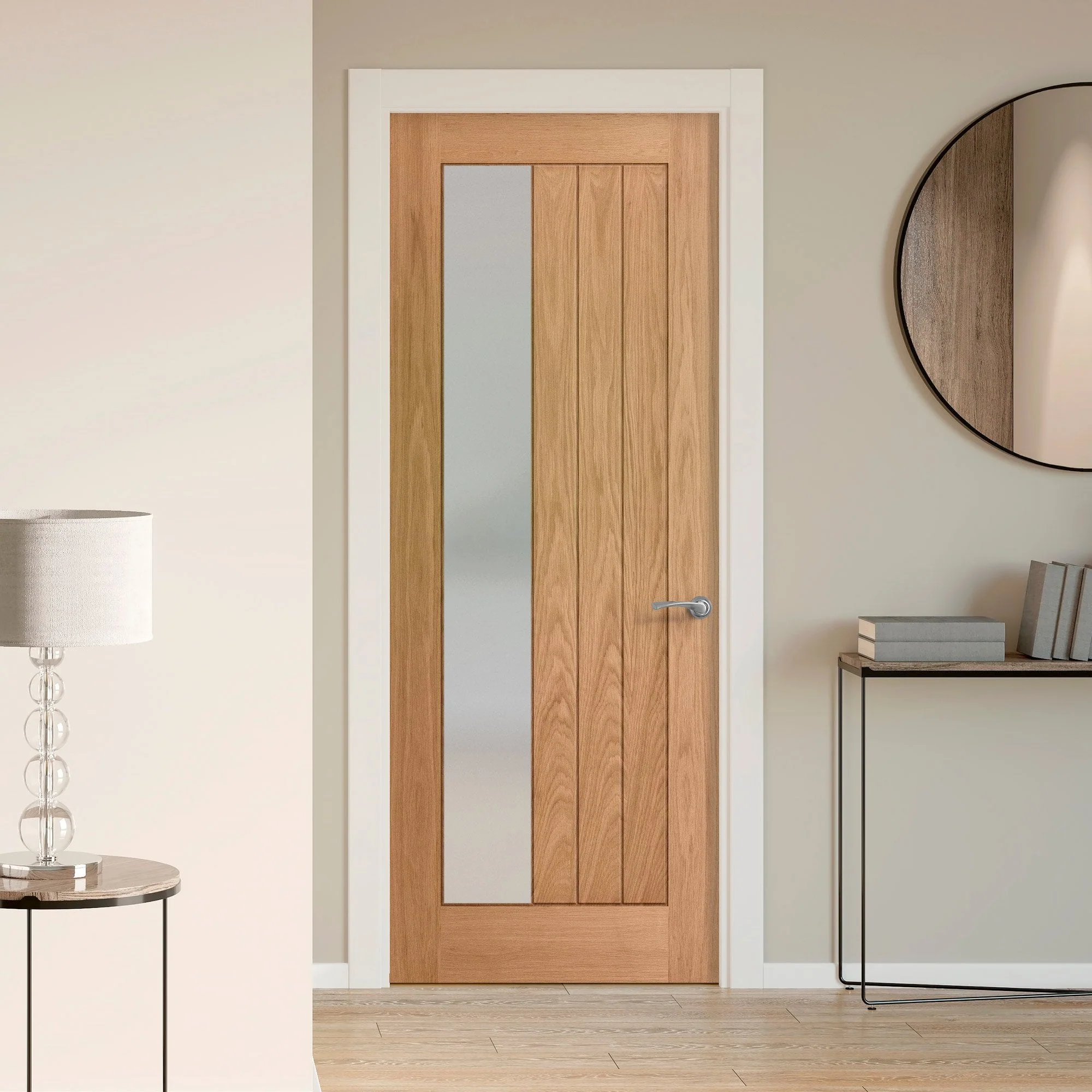 Oak Internal Unfinished Farley 1 Light Obscure Offset Glass Made-to-Measure Door (121919)