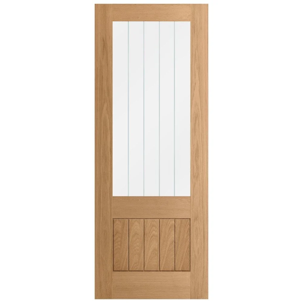 Oak Internal Unfinished Farley 1 Panel 1 Light Obscure Glass Made-to-Measure Door (121921) - Image 2