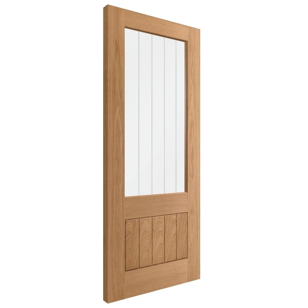 Oak Internal Unfinished Farley 1 Panel 1 Light Obscure Lined Clear Glass Made-to-Measure Door (120460) - Image 2