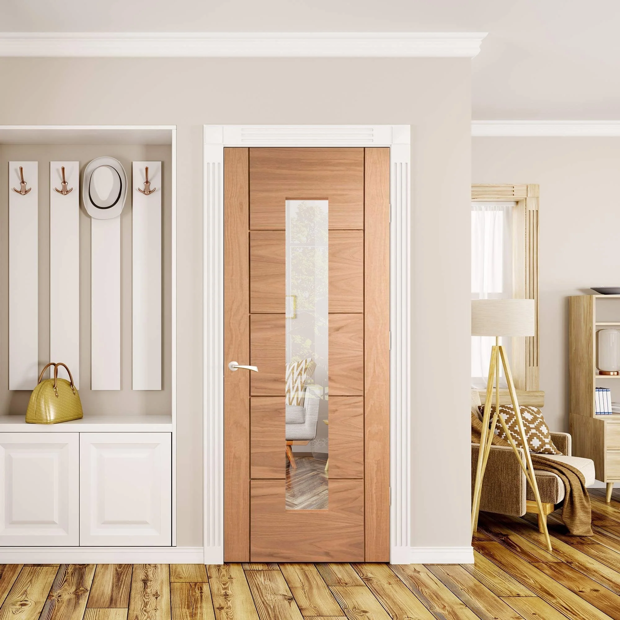 Oak Internal Unfinished Parma 1 Light Clear Glass Door - Image 4