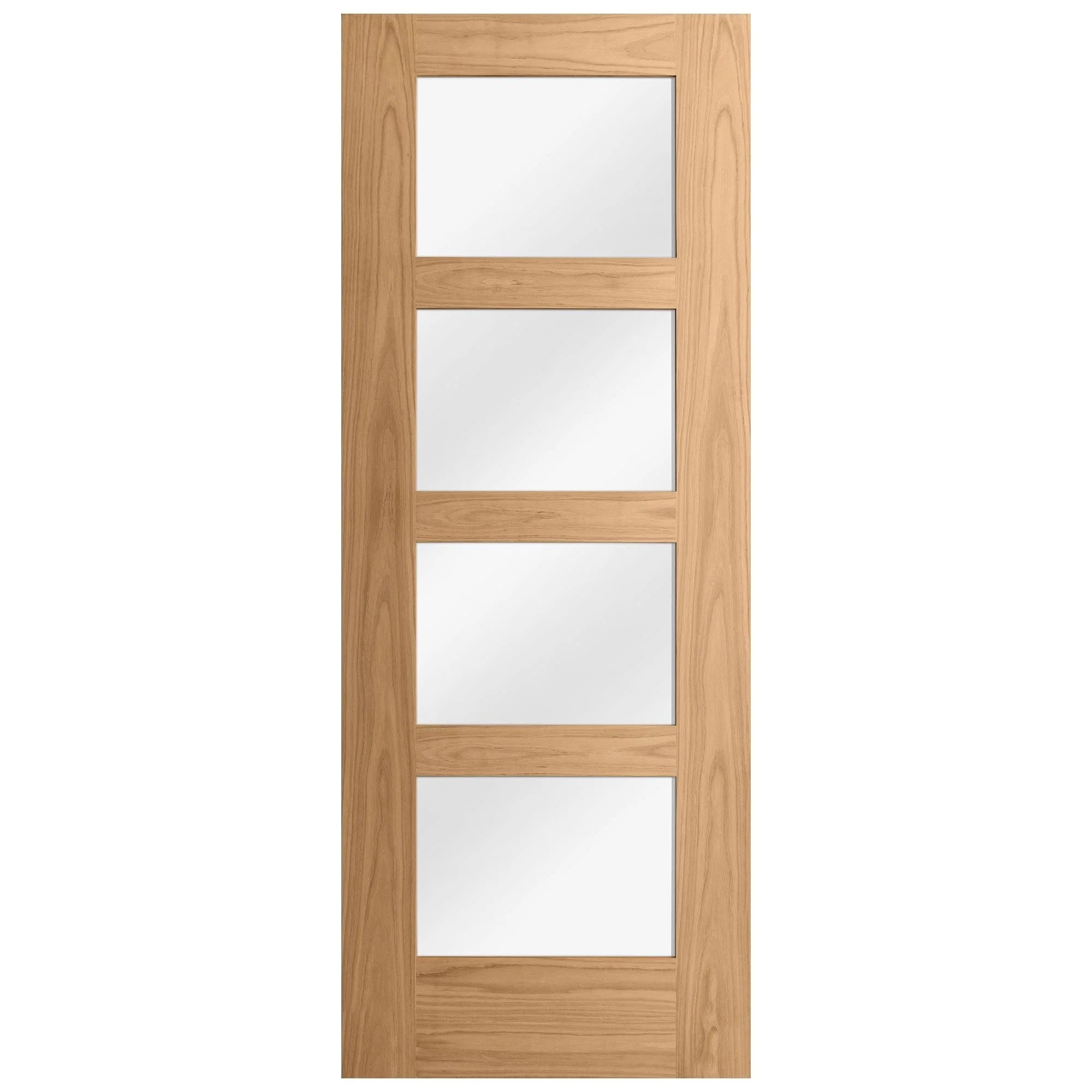 Oak Internal Unfinished Shaker 4 Light Clear Glass Made-to-Measure Door (120467) - Image 3