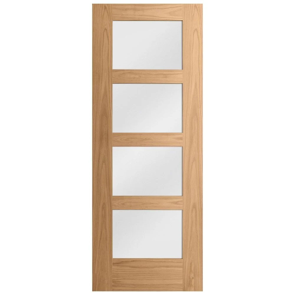 Oak Internal Unfinished Shaker 4 Light Obscure Glass Made-to-Measure FD30 Fire Door (122635) - Image 3