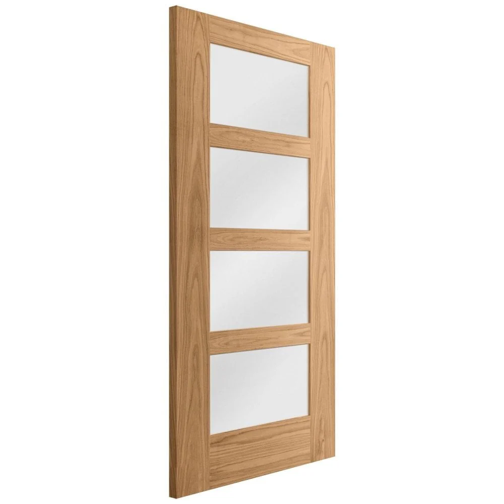 Oak Internal Unfinished Shaker 4 Light Obscure Glass Made-to-Measure FD30 Fire Door (122635) - Image 4