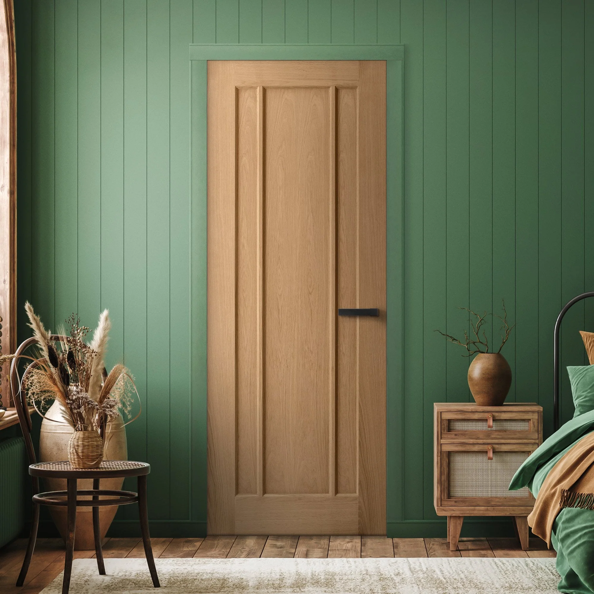 Oak Internal Unfinished Toledo 3 Panel Door (51747) - Image 5