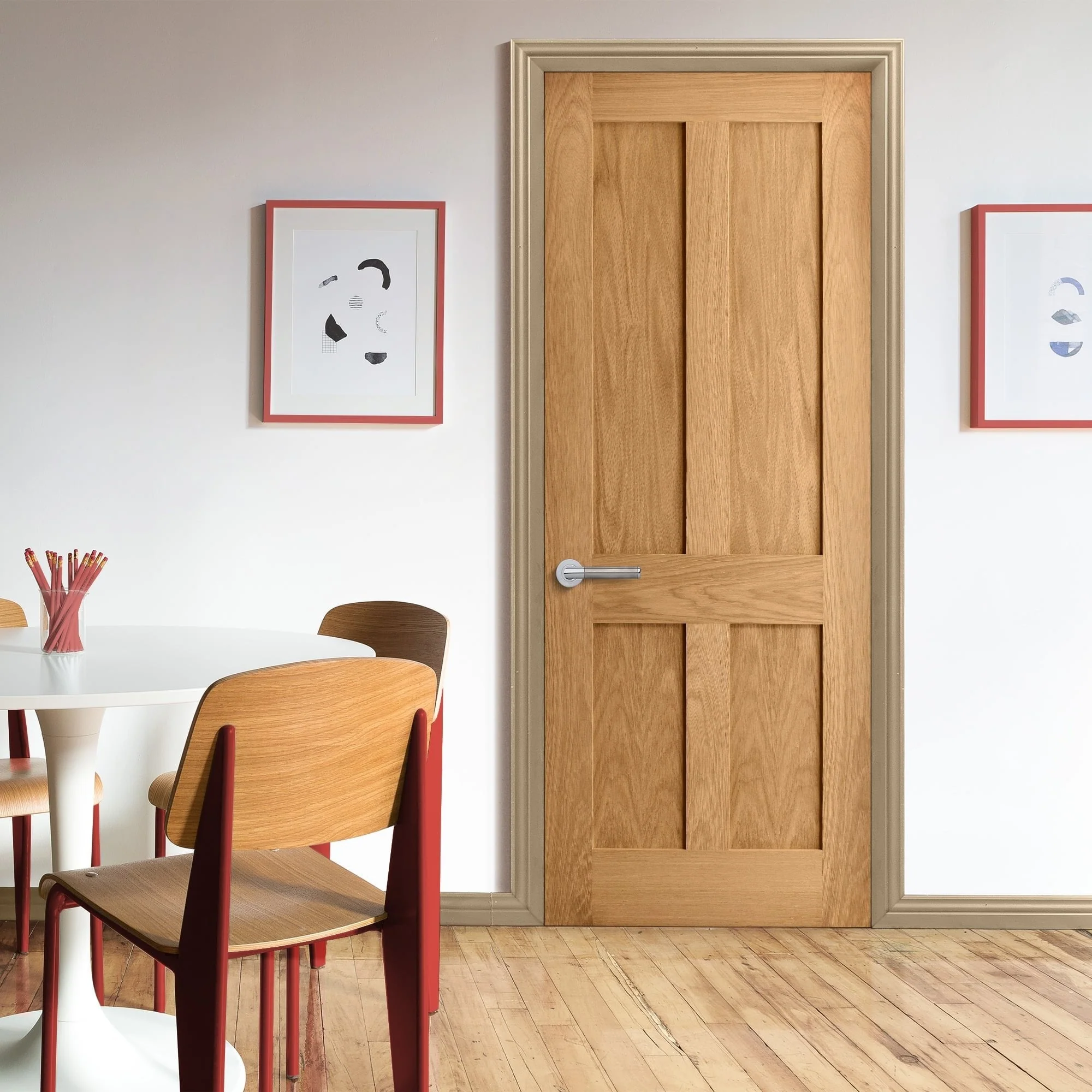 Oak Internal Unfinished Victorian 4 Panel Flat Made-to-Measure Door (120476) - Image 5