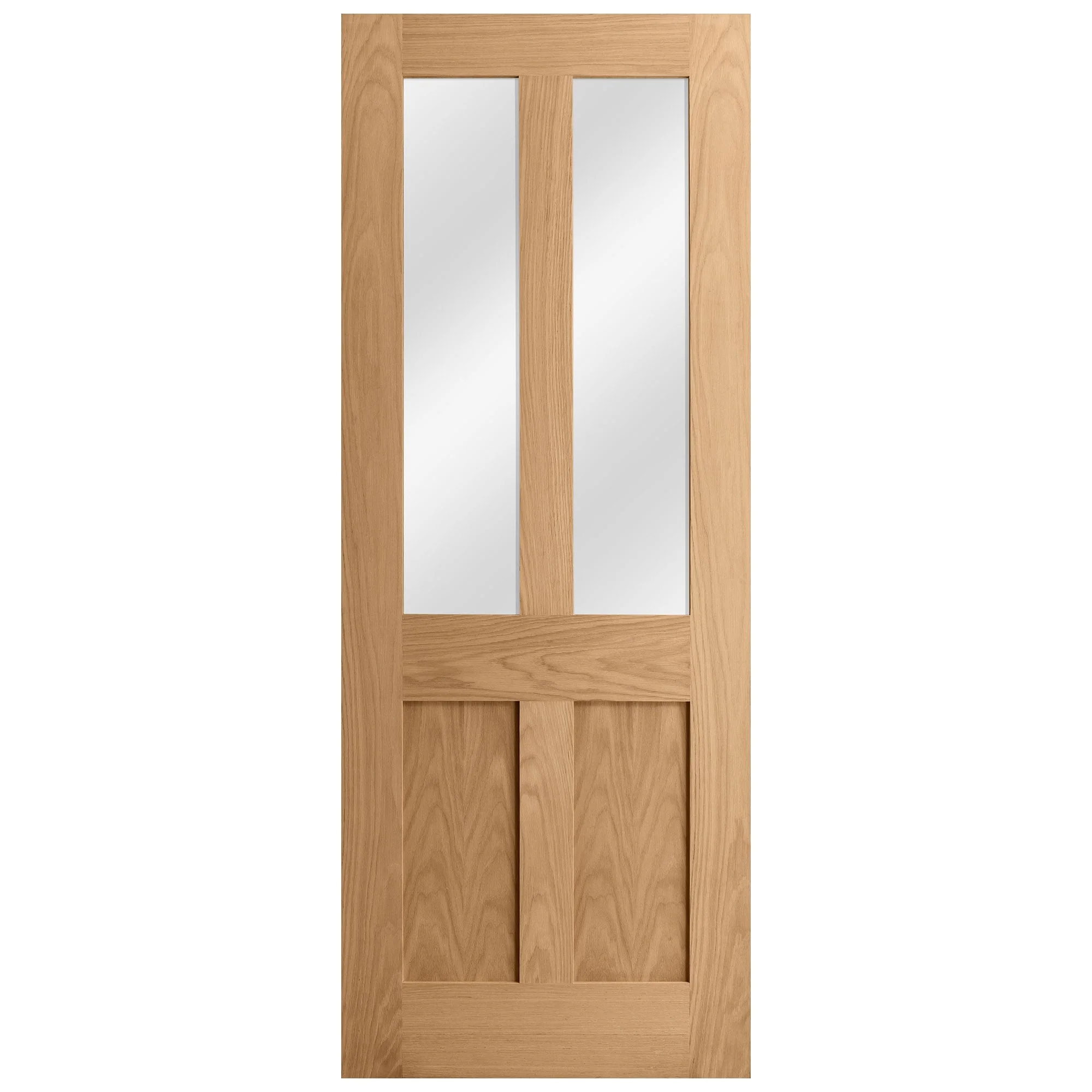 Oak Internal Unfinished Victorian Shaker 2 Panel 2 Light Clear Glass Door (51731) - Image 3