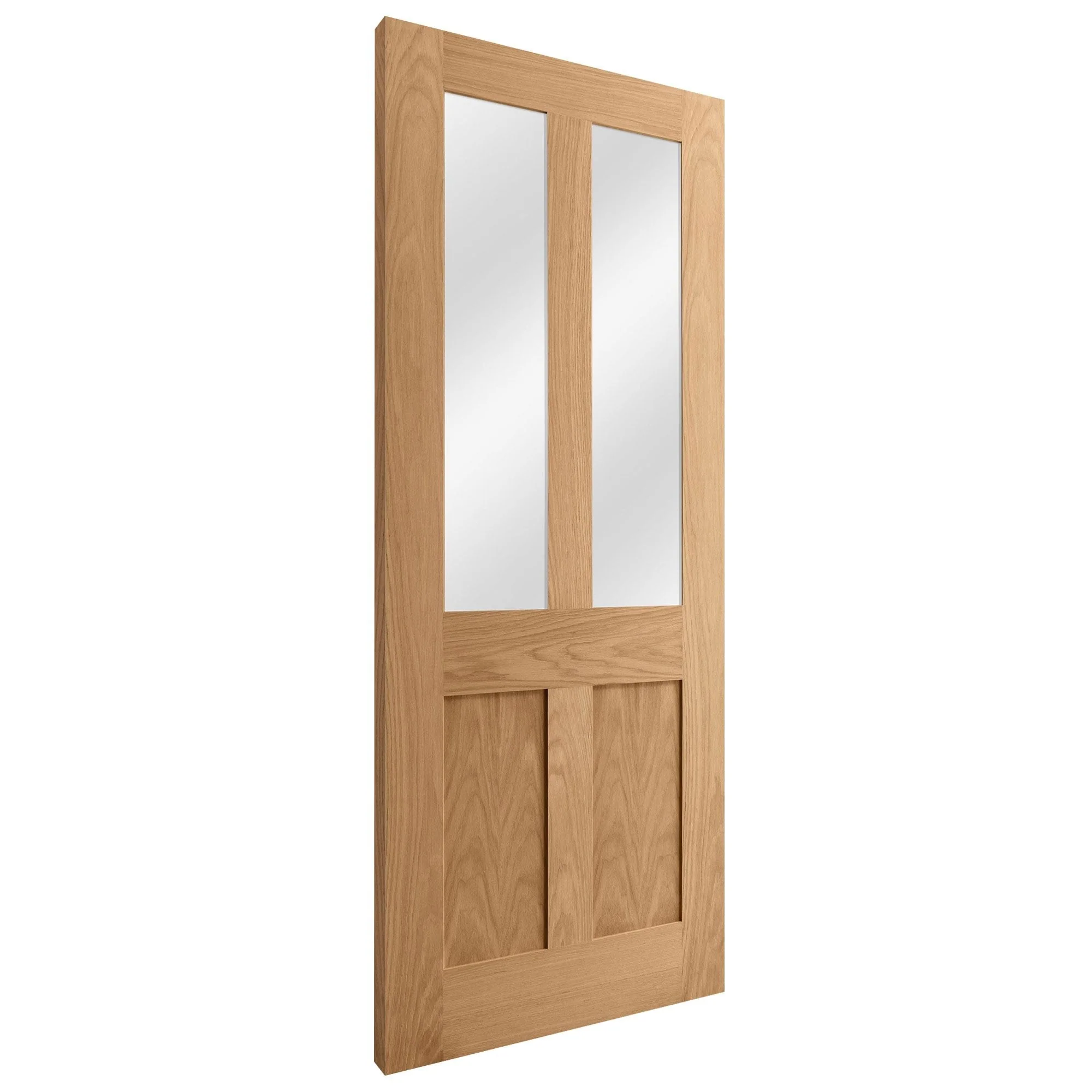 Oak Internal Unfinished Victorian Shaker 2 Panel 2 Light Obscure Glass Made-to-Measure Door (121925) - Image 3