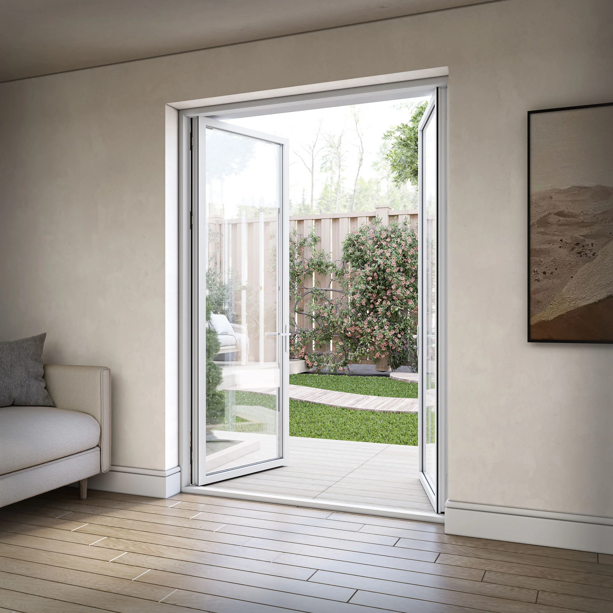 White Aluminium External Clear Glass French Patio Door (122099) - Image 12