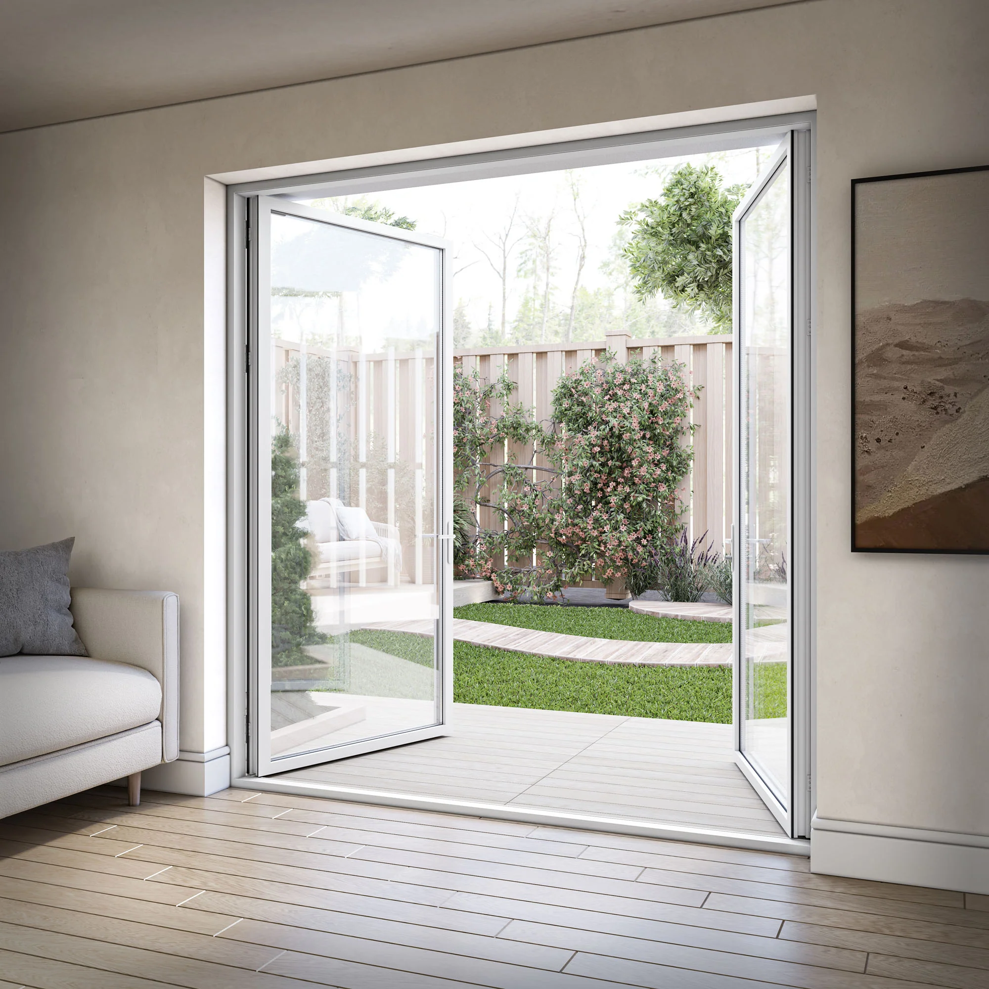 White Aluminium External Clear Glass French Patio Door (122099) - Image 4