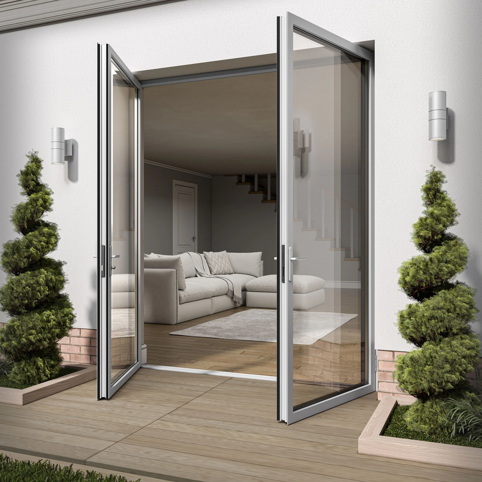 White Aluminium External Clear Glass French Patio Door (122099) - Image 6