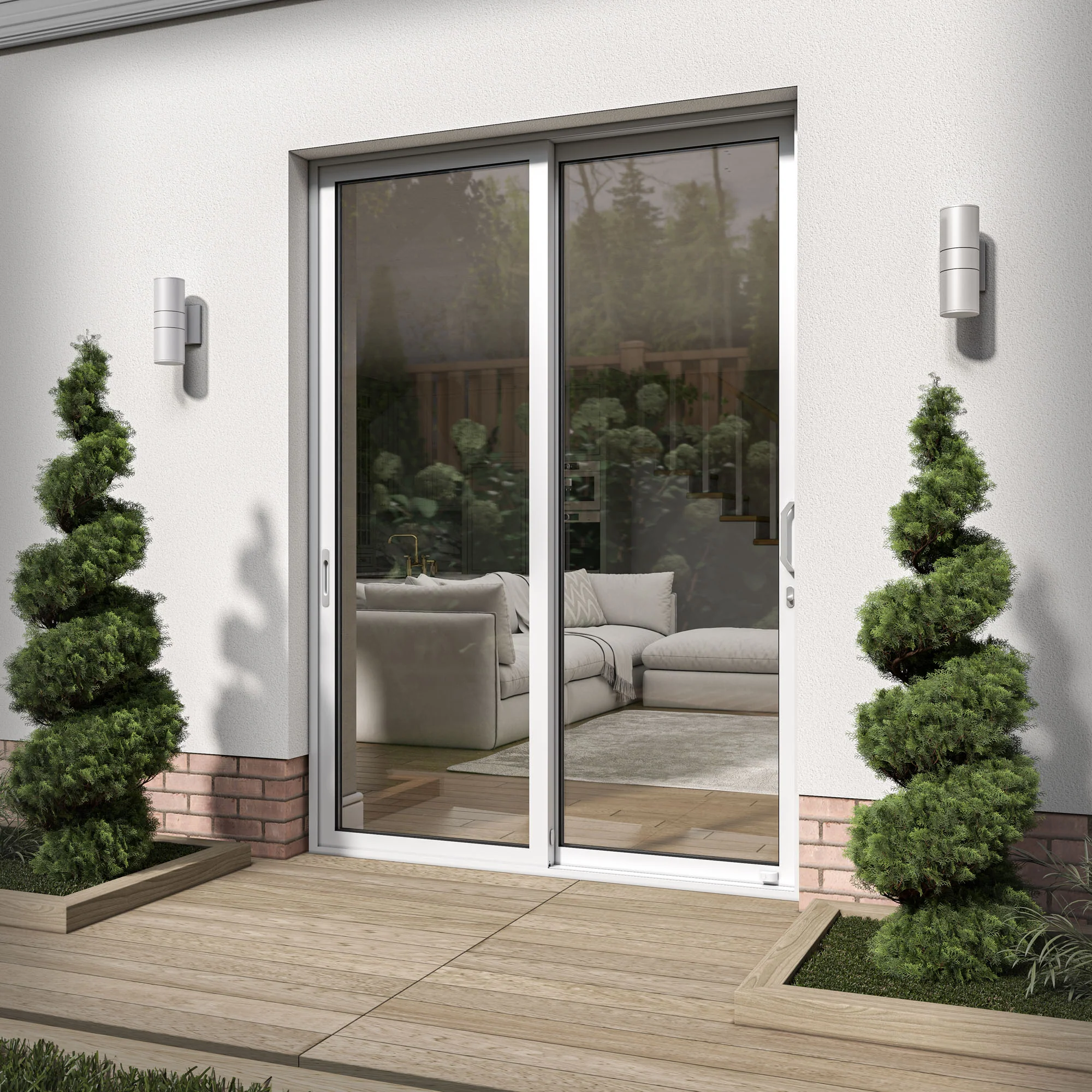 White Aluminium External Clear Glass Sliding Patio Door (122105)