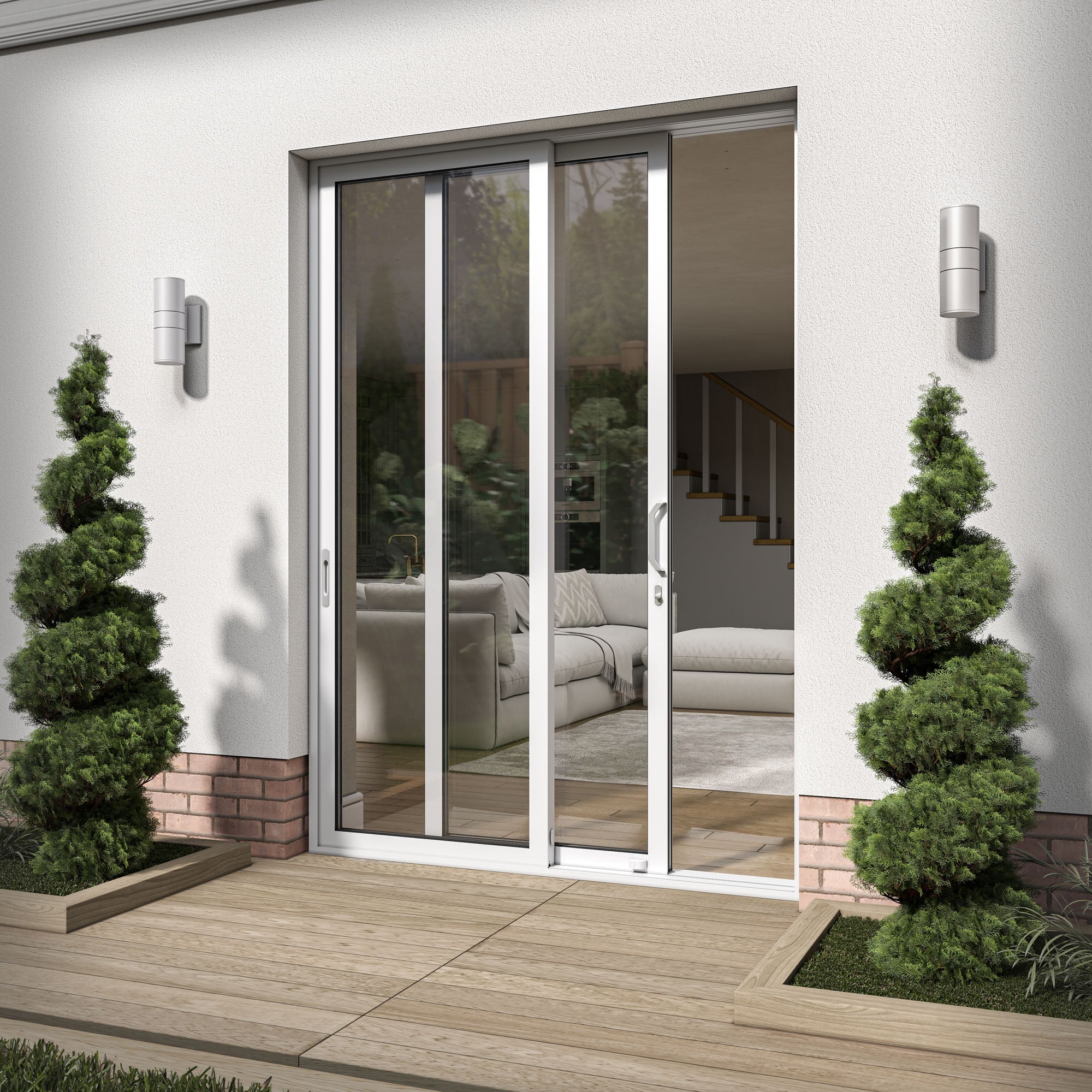 White Aluminium External Clear Glass Sliding Patio Door (122105) - Image 2