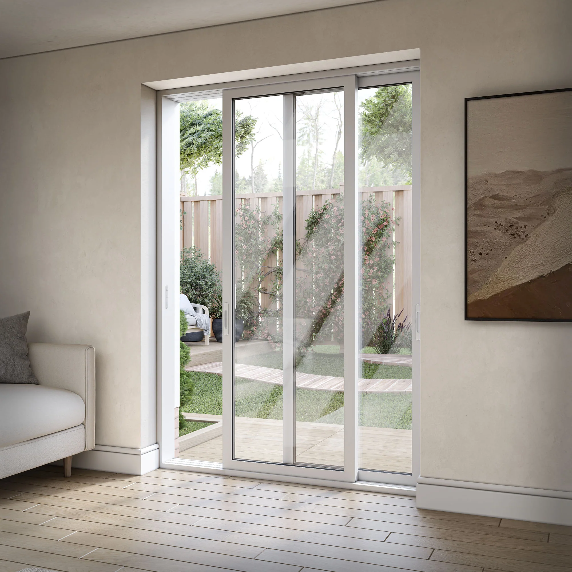 White Aluminium External Clear Glass Sliding Patio Door (122105) - Image 4