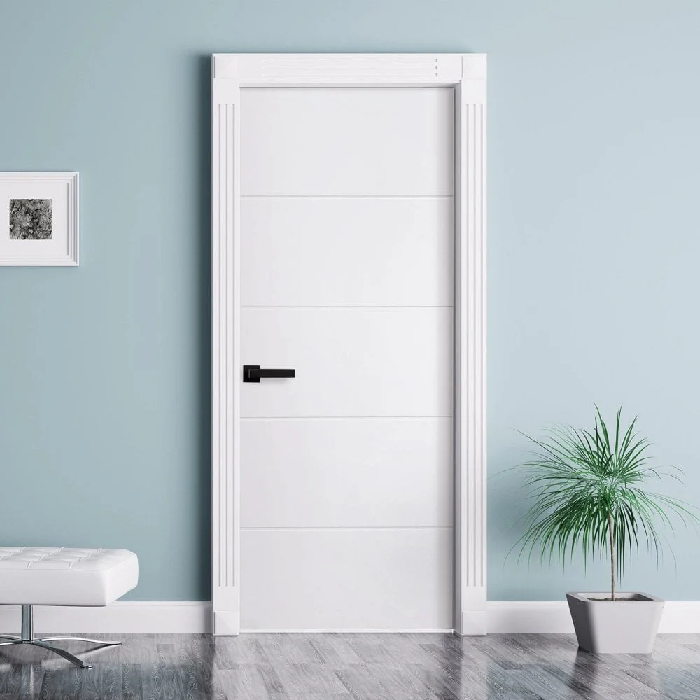 White Internal Lifestyle Moulded Smooth Horizontal 5 Panel Door (124296)