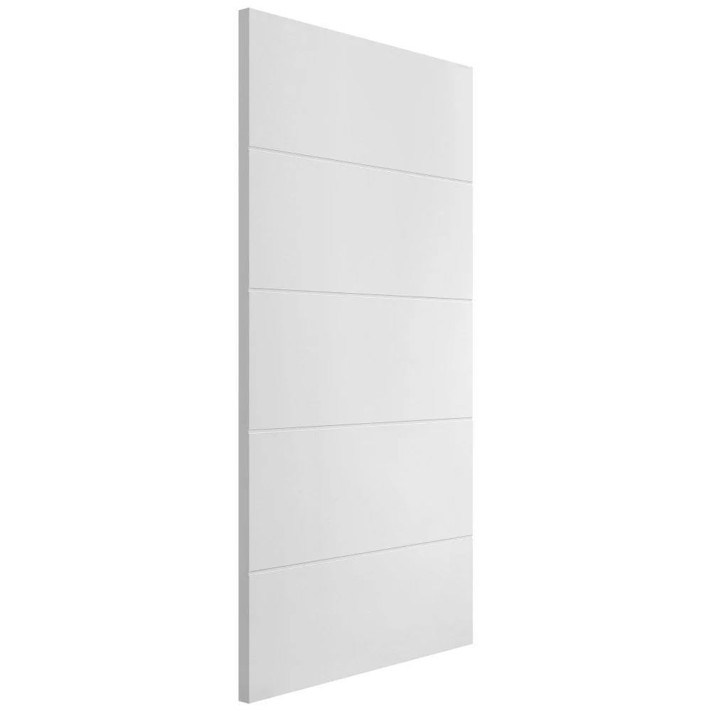 White Internal Lifestyle Moulded Smooth Horizontal 5 Panel Door (124296) - Image 4