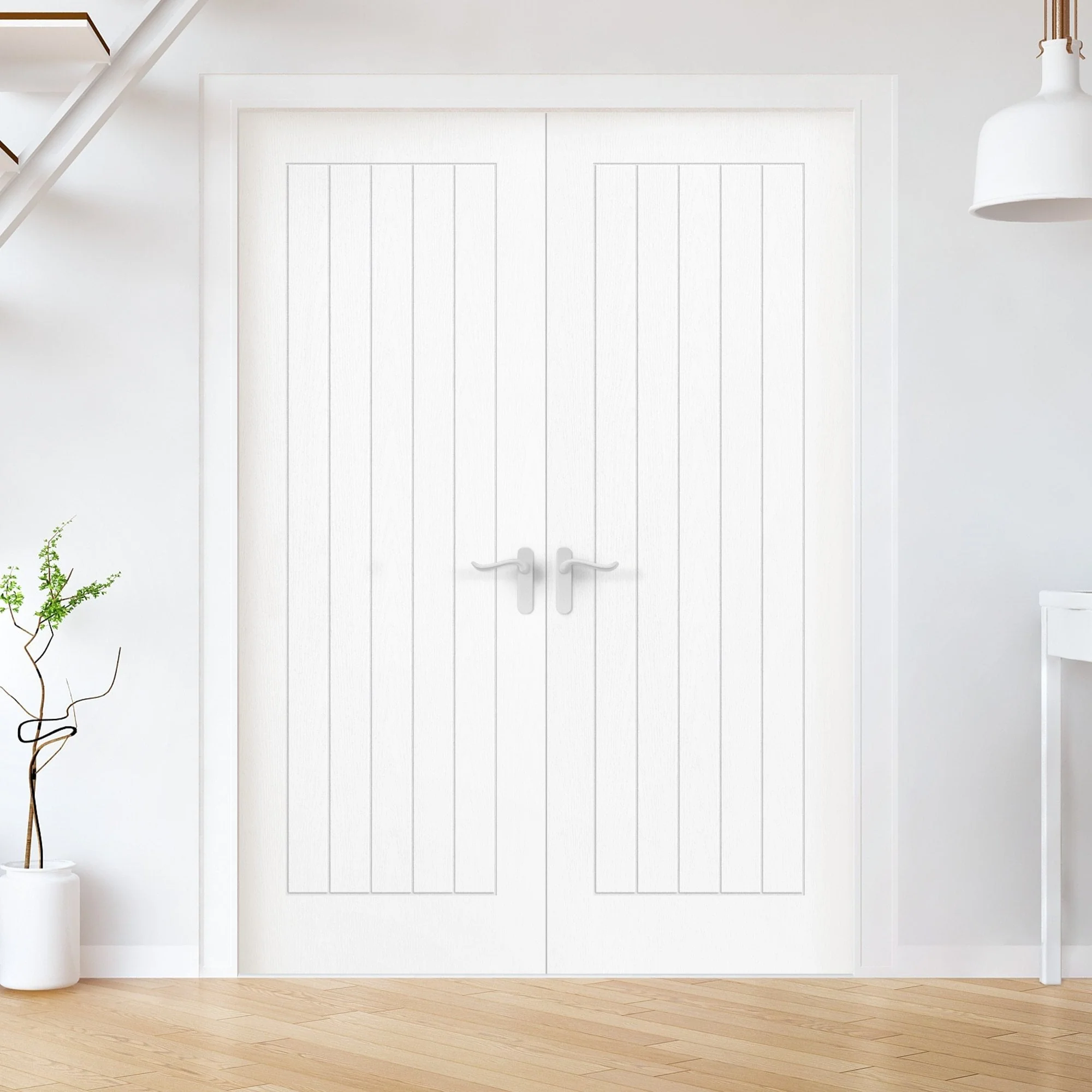 White Internal Moulded Textured Lifestyle Farley FD30 Fire Door - Image 4