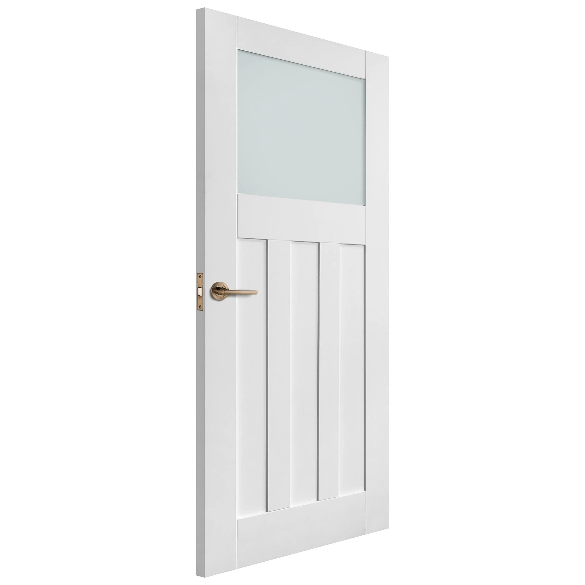 White Internal Primed 1930's DX 3 Panel 1 Light Obscure Glass Made-to-Measure Door (120492) - Image 2