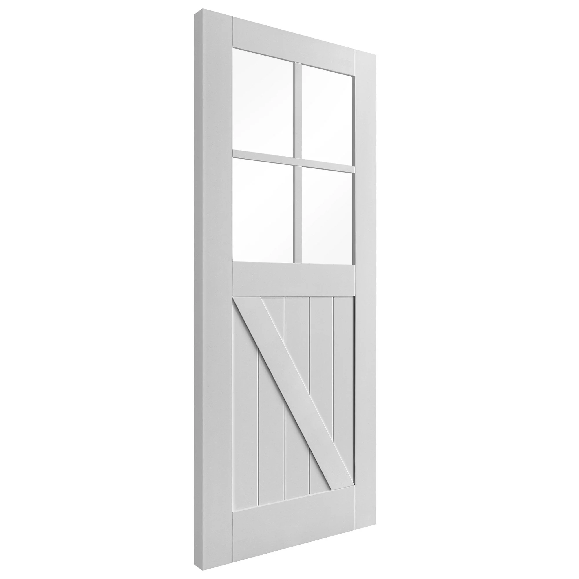 White Internal Primed Barn 4 Light Clear Glass FLB Made-to-Measure Door (120500) - Image 2