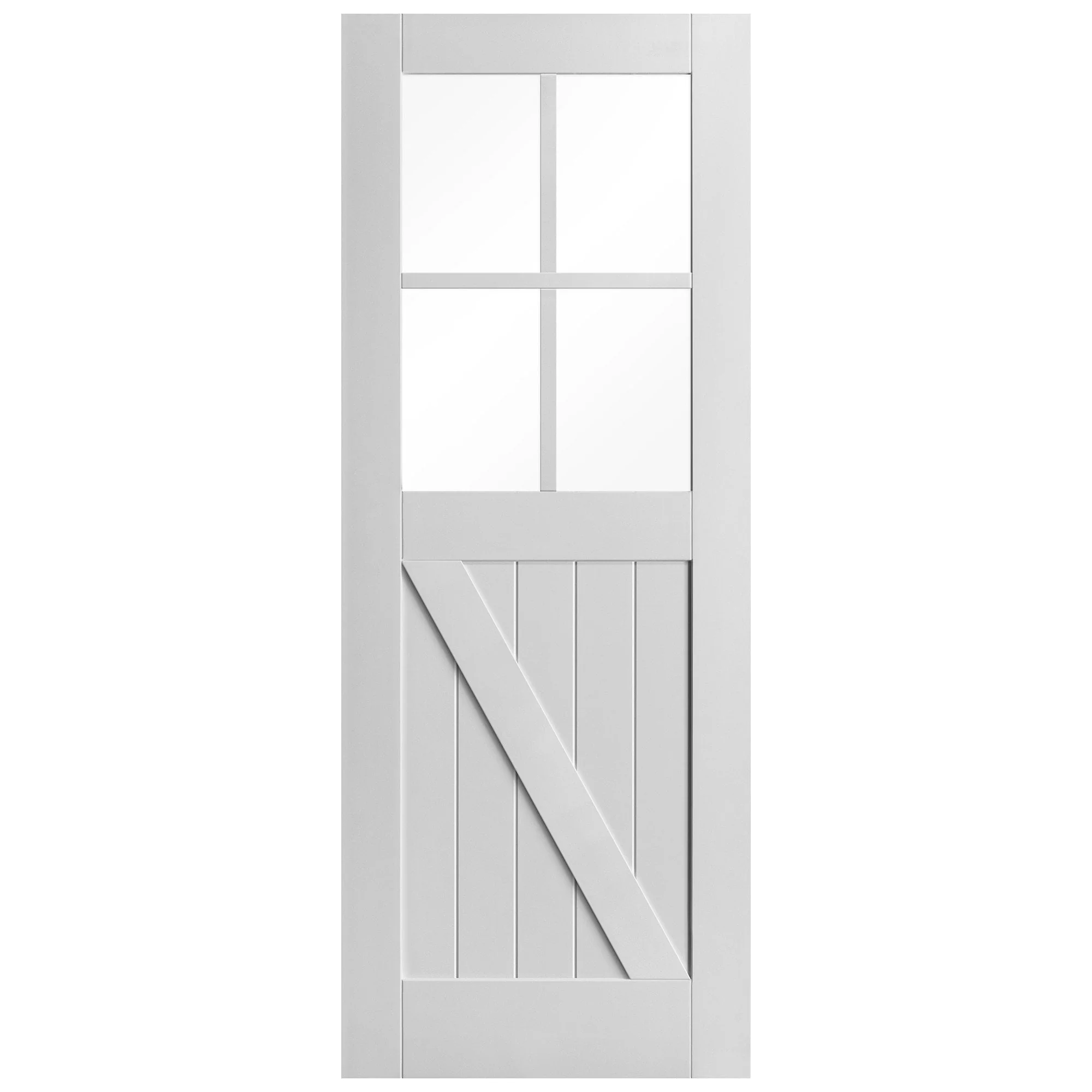 White Internal Primed Barn 4 Light Clear Glass FLB Made-to-Measure Door (120500) - Image 3