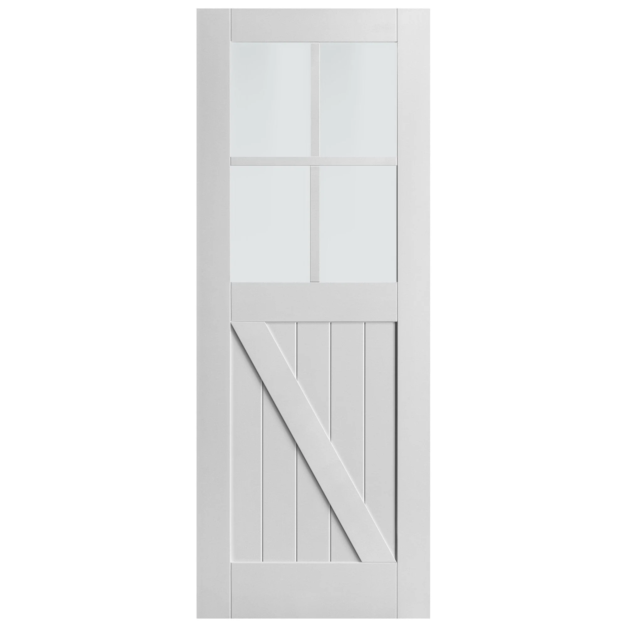 White Internal Primed Barn 4 Light Obscure Glass FLB Made-to-Measure Door - Image 2