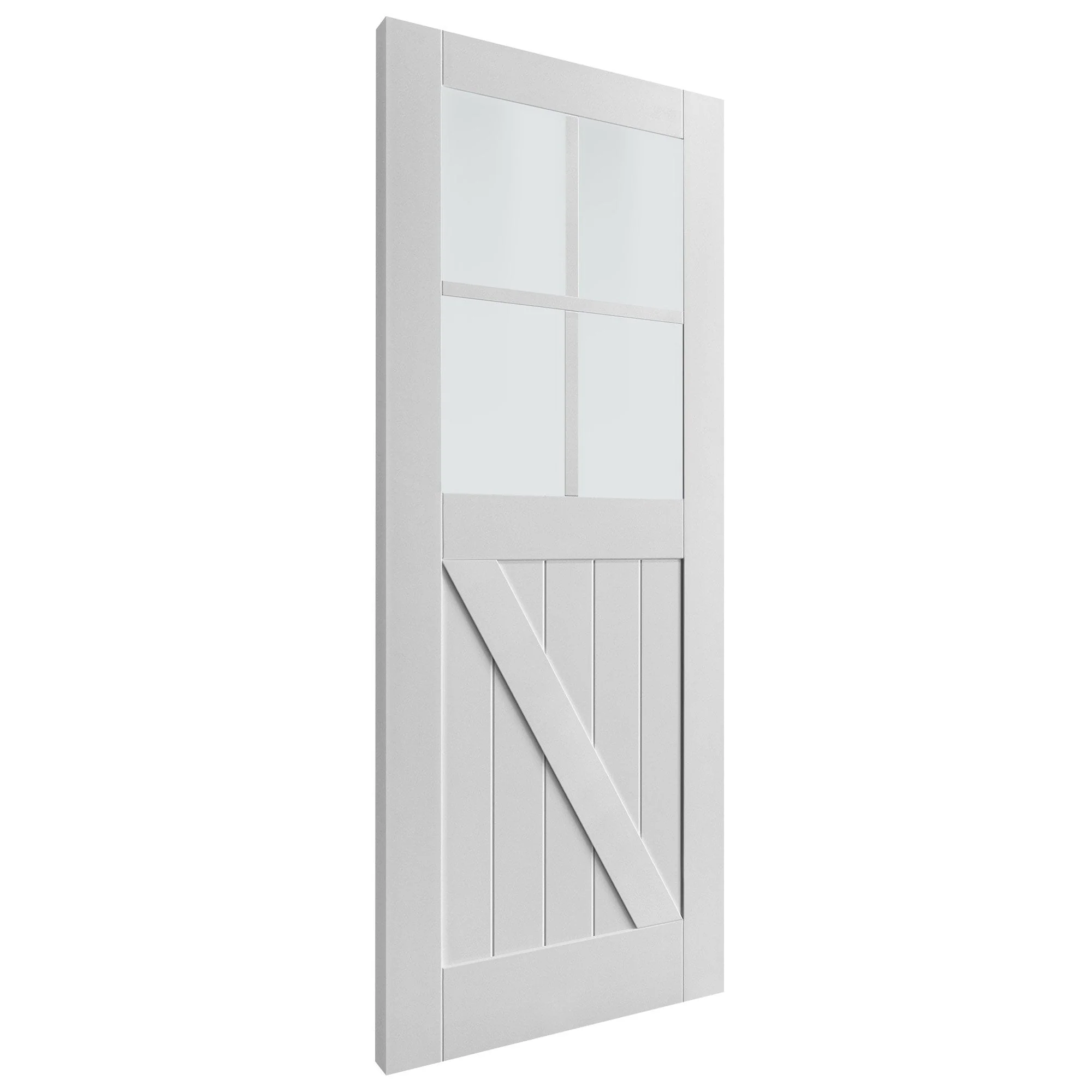 White Internal Primed Barn 4 Light Obscure Glass FLB Made-to-Measure Door - Image 3