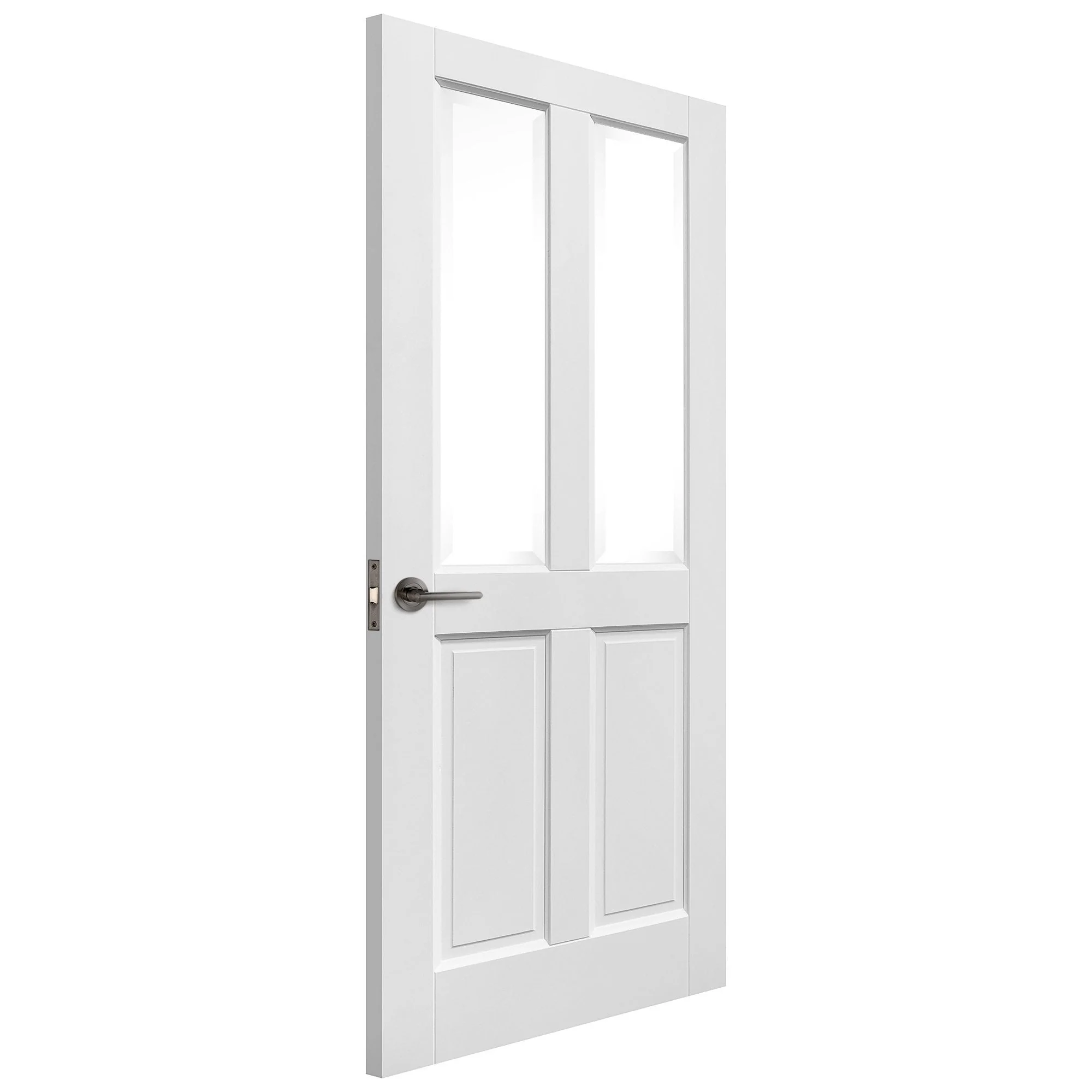 White Internal Primed Berkeley 4 Panel 2 Light Clear Bevelled Glass Made-to-Measure Door (120502) - Image 2