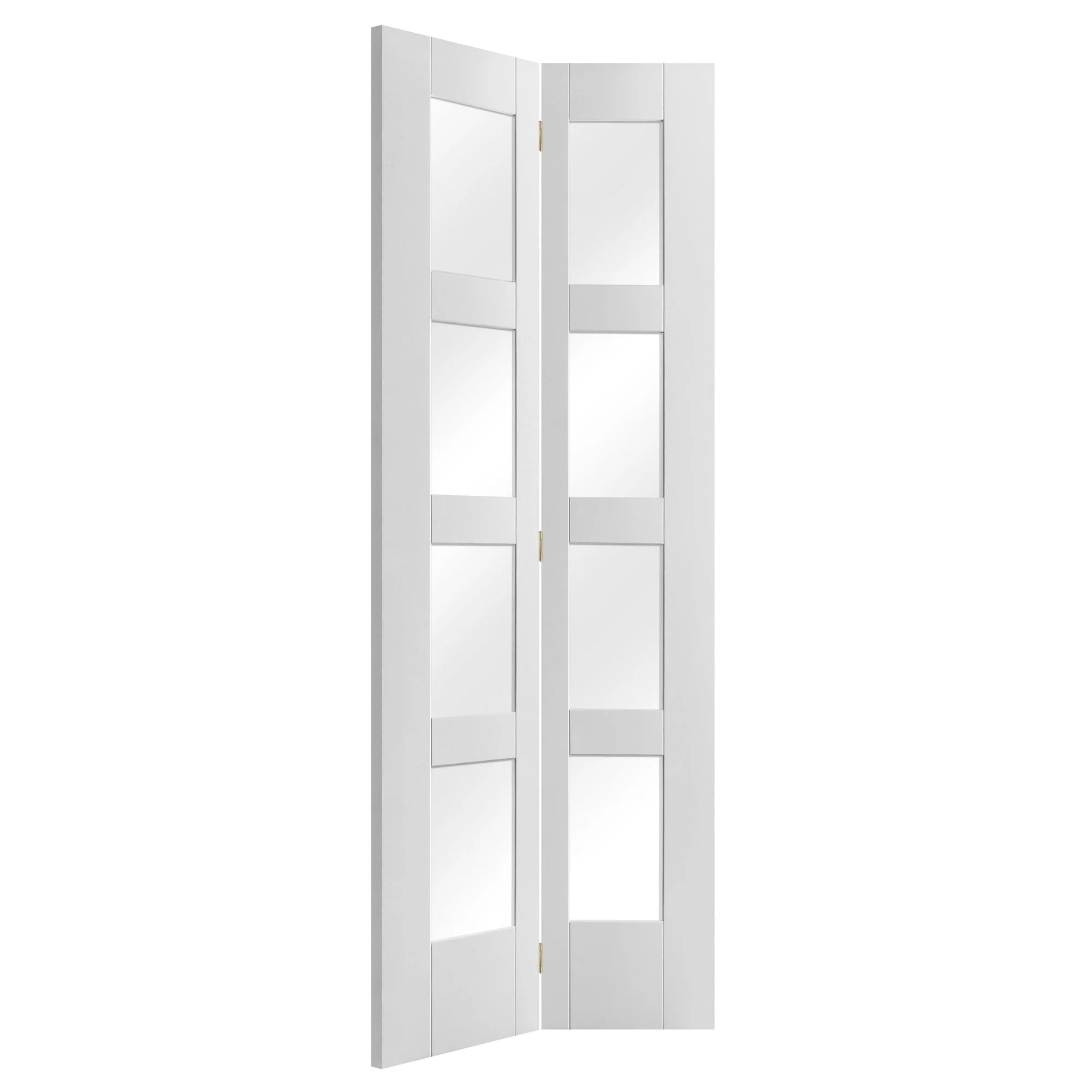 White Internal Primed Bi-fold Shaker 8 Light Clear Glass Door (51778) - Image 2