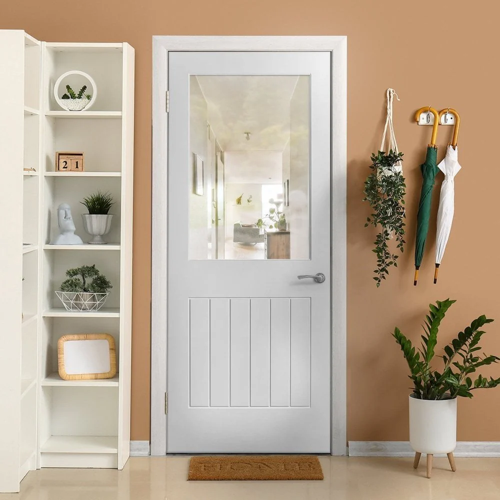 White Internal Primed Cottage 1 Light Clear Glass FD30 Fire Door (122088) - Image 4
