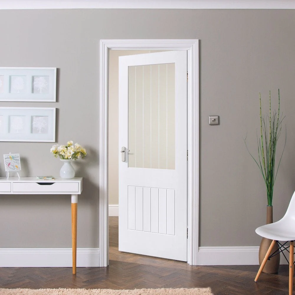 White Internal Primed Cottage 1 Light Etched Lined Clear Glass Made-to-Measure Door (120505) - Image 4