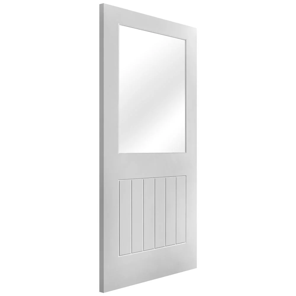 White Internal Primed Cottage 1 Panel 1 Light Clear Glass Made-to-Measure Door (120506) - Image 4
