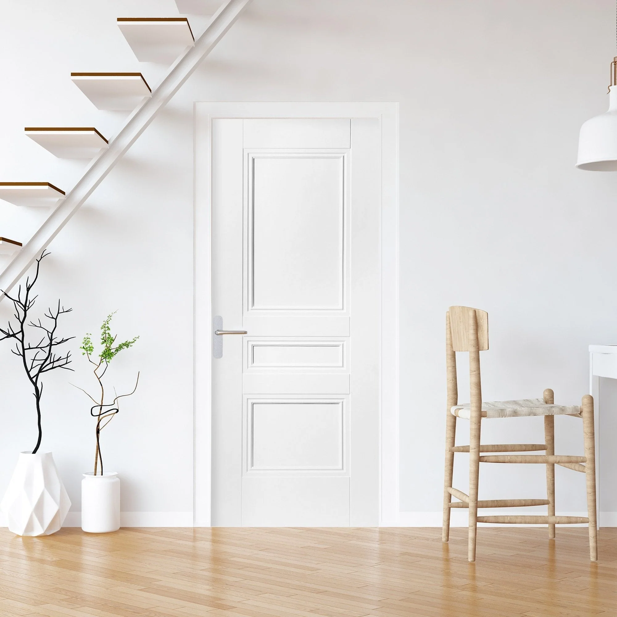 White Internal Primed Elegance Henley 3 Panel Made-to-Measure Door (120508) - Image 6