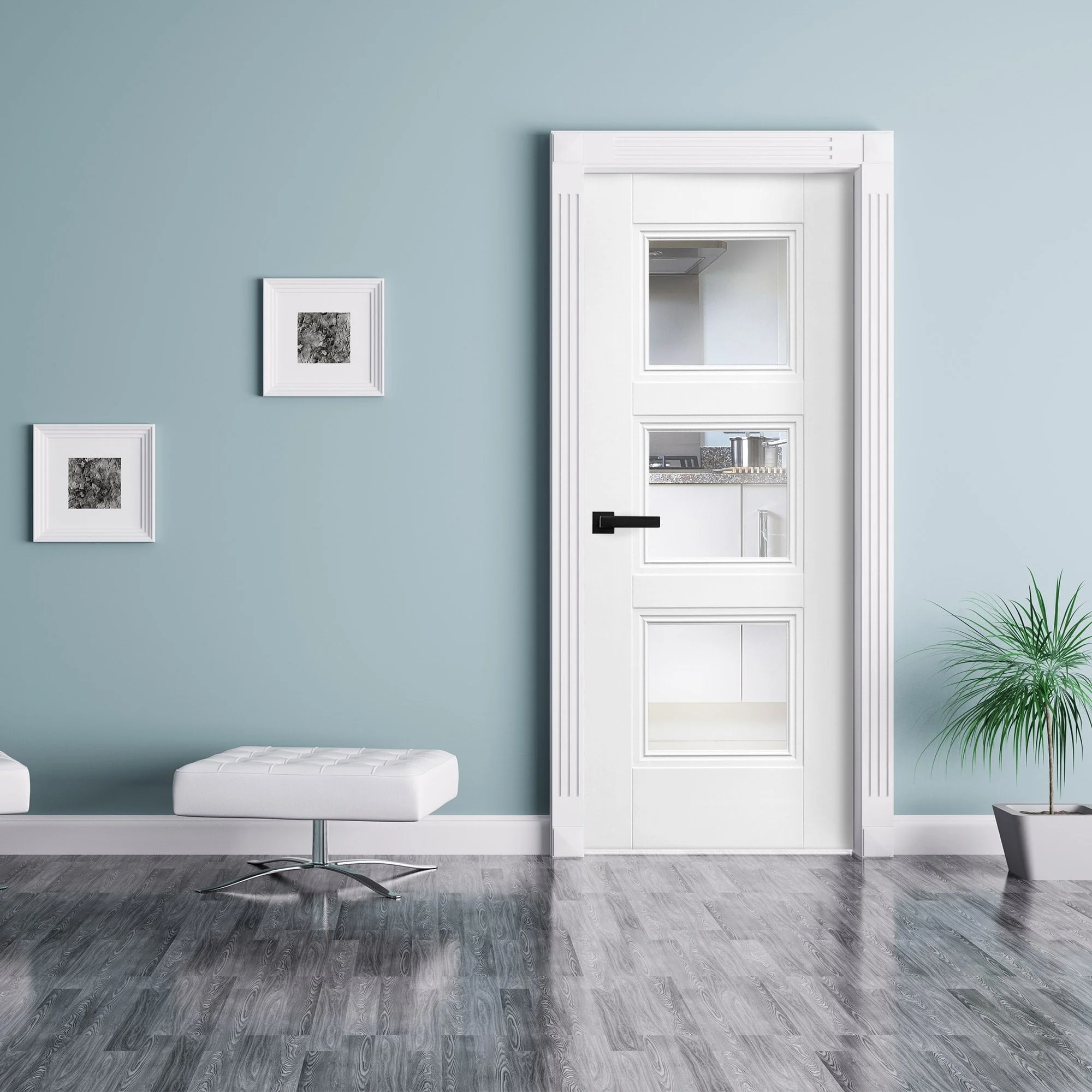 White Internal Primed Elegance Ripley 3 Light Clear Glass Door - Image 4
