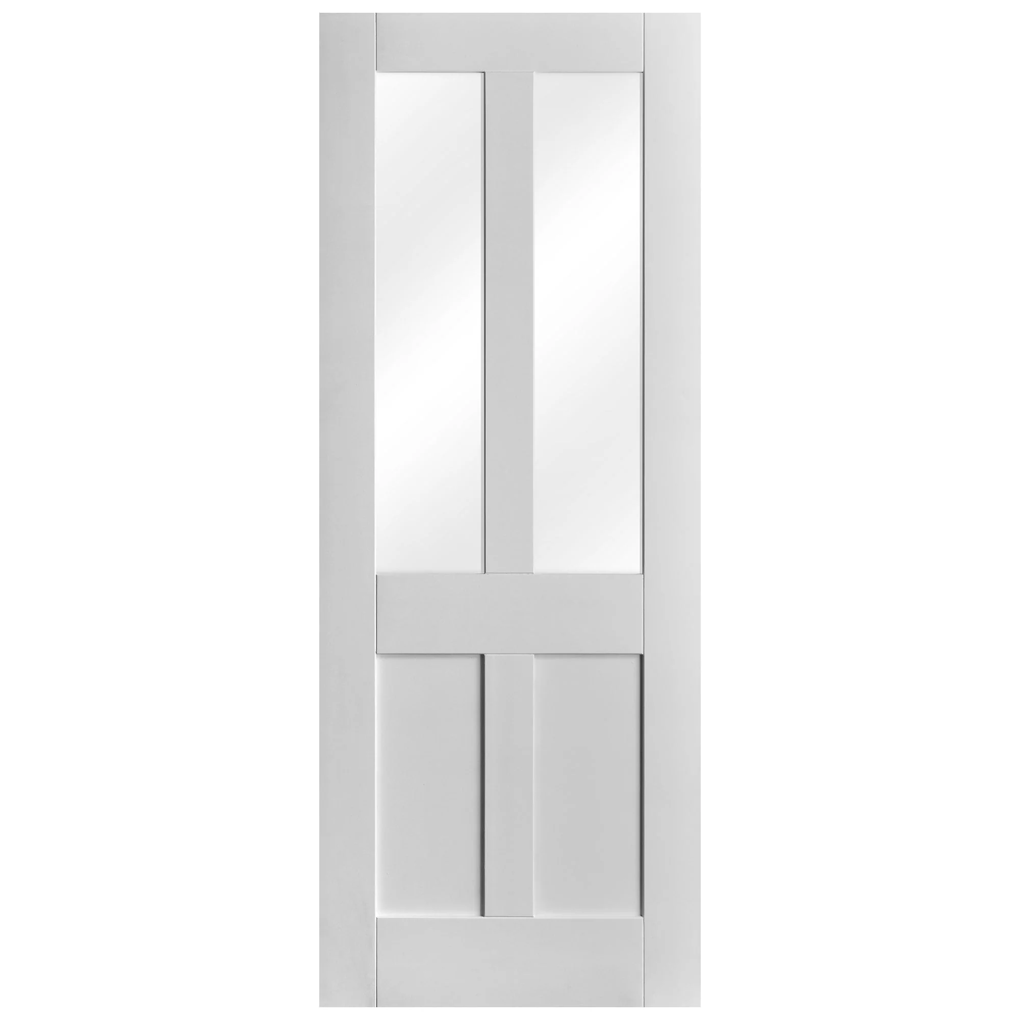 White Internal Primed Flat Victorian Shaker 2 Panel 2 Light Clear Glass Door (51765) - Image 3