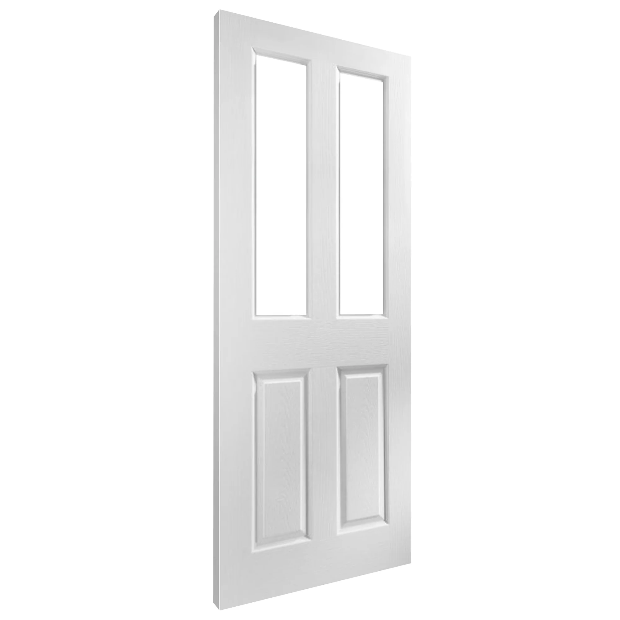 White Internal Primed Malton 2 Panel 2 Light Clear Glass FD30 Fire Door (122087) - Image 2