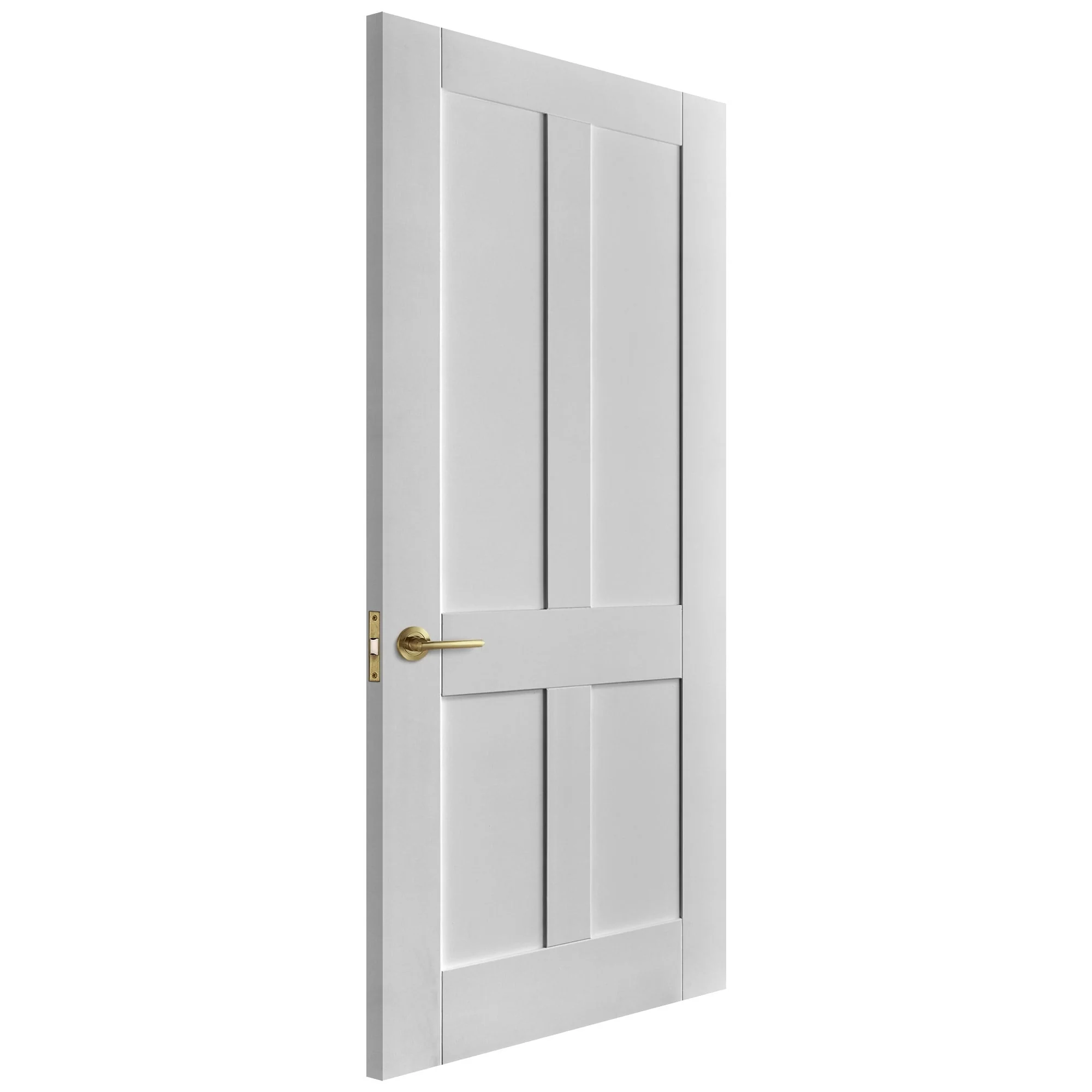White Internal Primed Flat Victorian Shaker 4 Panel FD30 Fire Door (51786) - Image 2