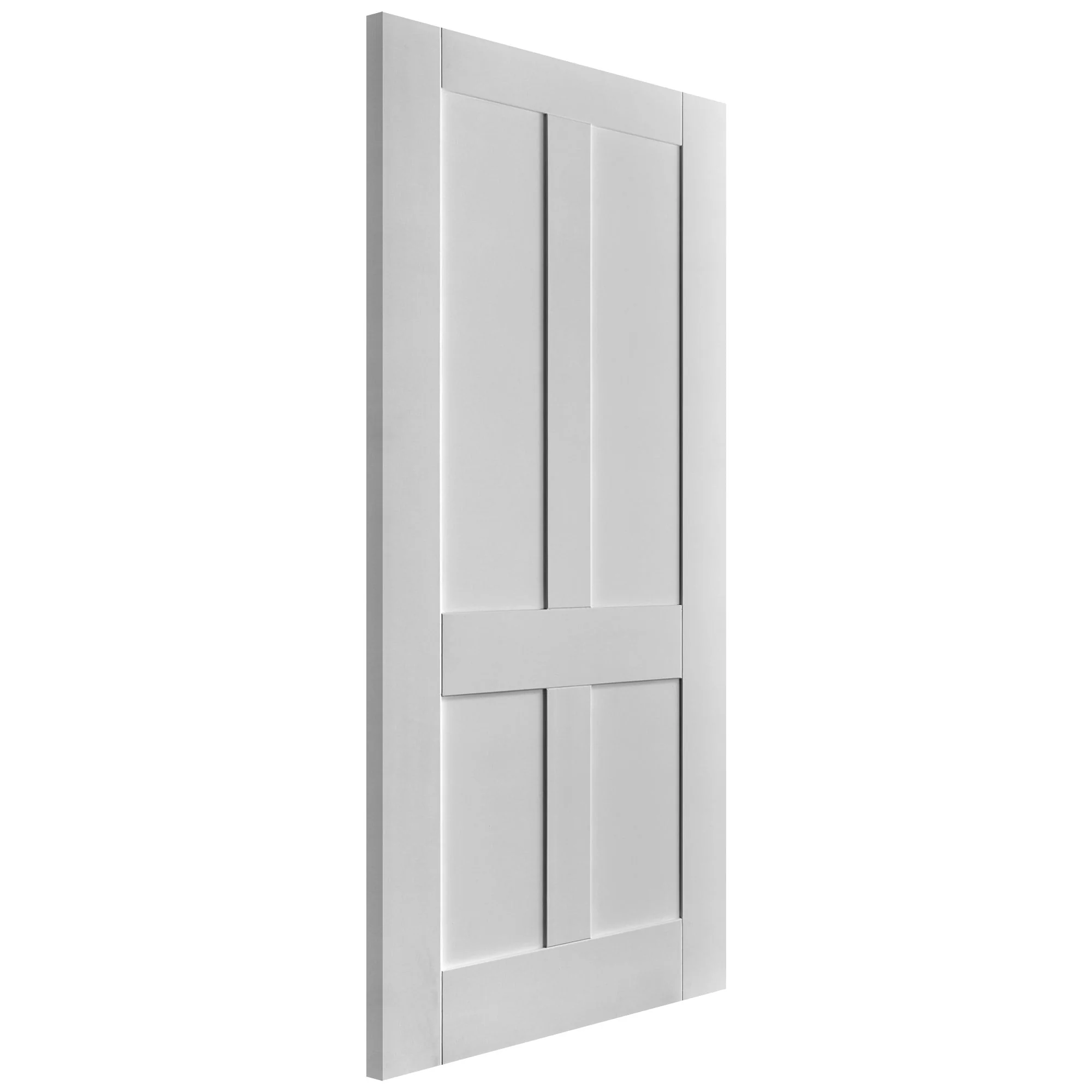 White Internal Primed Flat Victorian Shaker 4 Panel FD30 Fire Door (51786) - Image 4