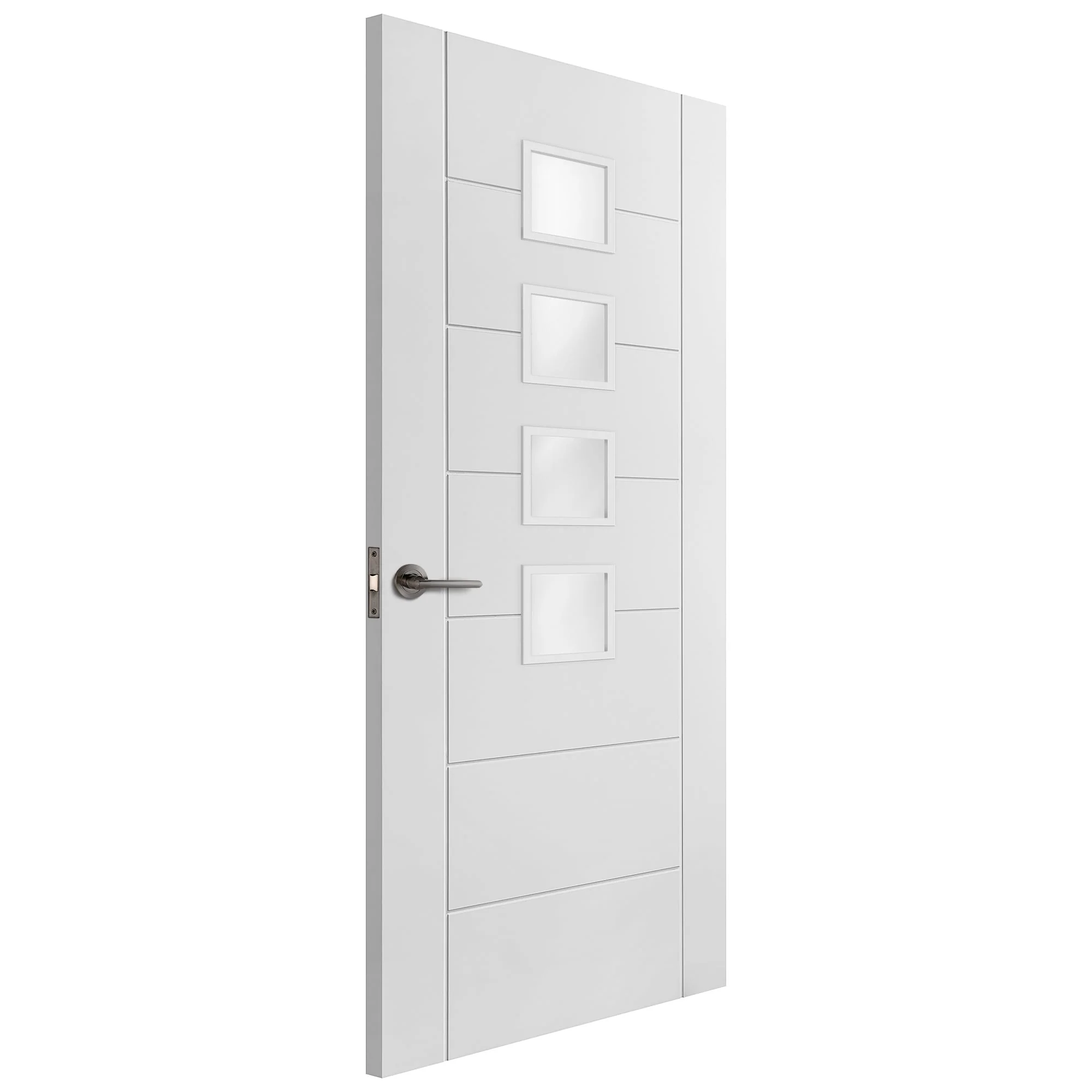 White Internal Primed Pedrena 4 Light Obscure Glass Door (57565) - Image 2