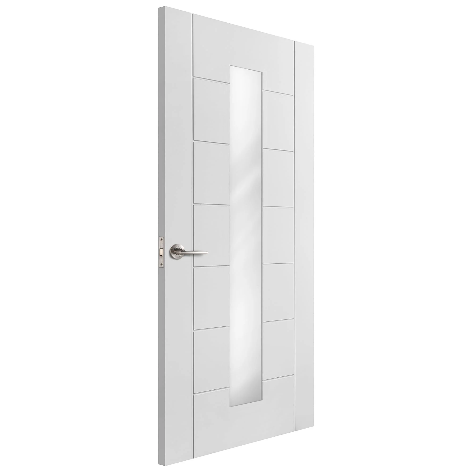 White Internal Primed Pedrena 7 Panel 1 Light Clear Glass Made-to-Measure Door (120519) - Image 2