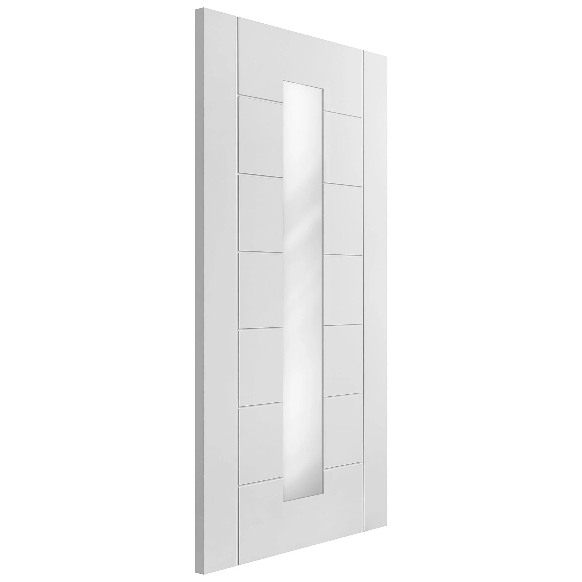 White Internal Primed Pedrena 7 Panel 1 Light Clear Glass Made-to-Measure Door (120519) - Image 3