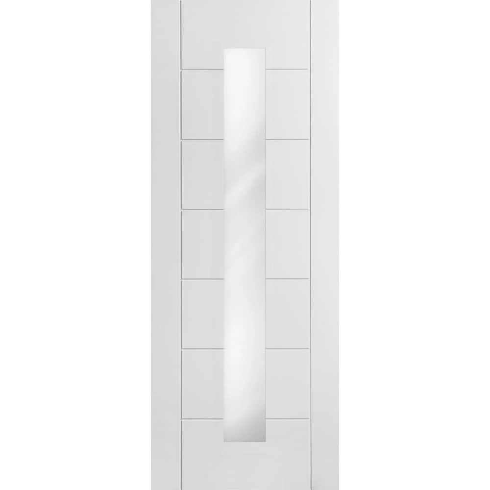 White Internal Primed Pedrena 7 Panel 1 Light Clear Glass Made-to-Measure Door (120519) - Image 4