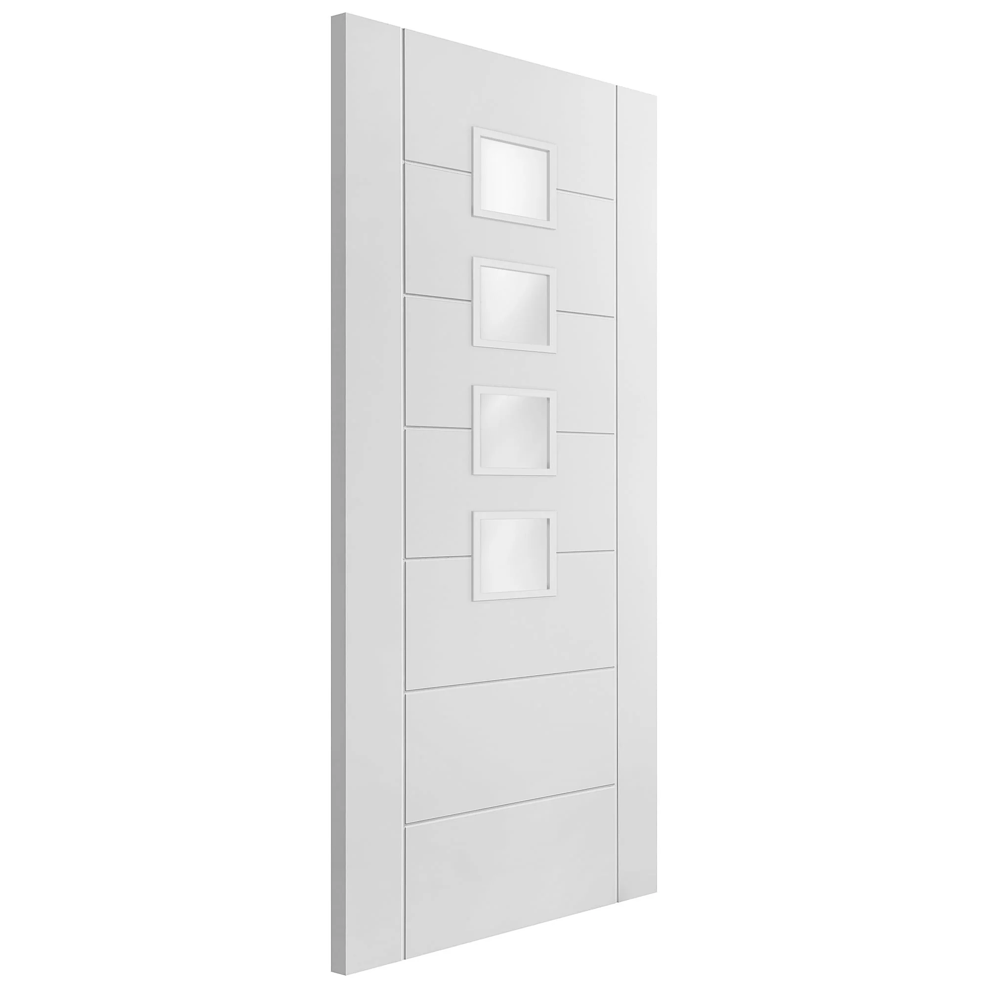 White Internal Primed Pedrena 7 Panel 4 Light Obscure Glass Made-to-Measure Door (120520) - Image 4