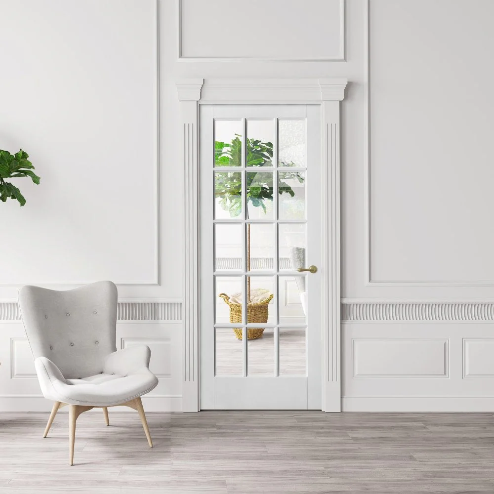 White Internal Primed SA 15 Light Clear Glass Door (51773) - Image 5