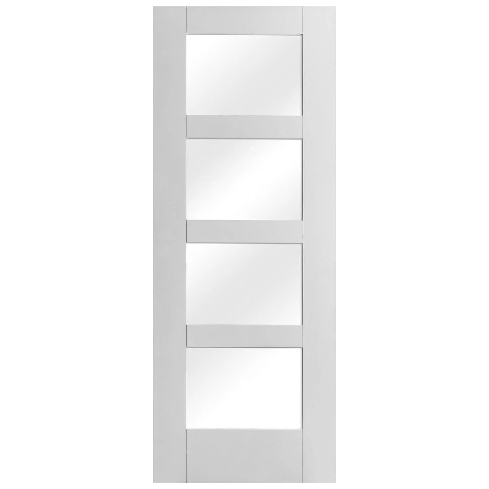 White Internal Primed Shaker 4 Light Clear Glass FD30 Fire Door (122086) - Image 3