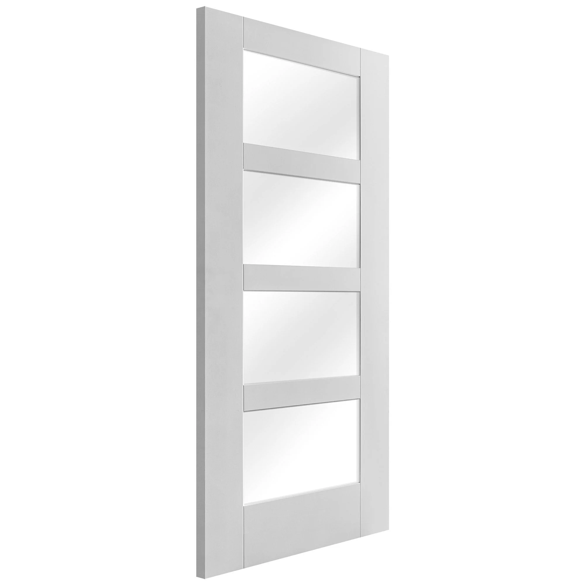 White Internal Primed Shaker 4 Light Clear Glass Made-to-Measure Door (120522) - Image 4