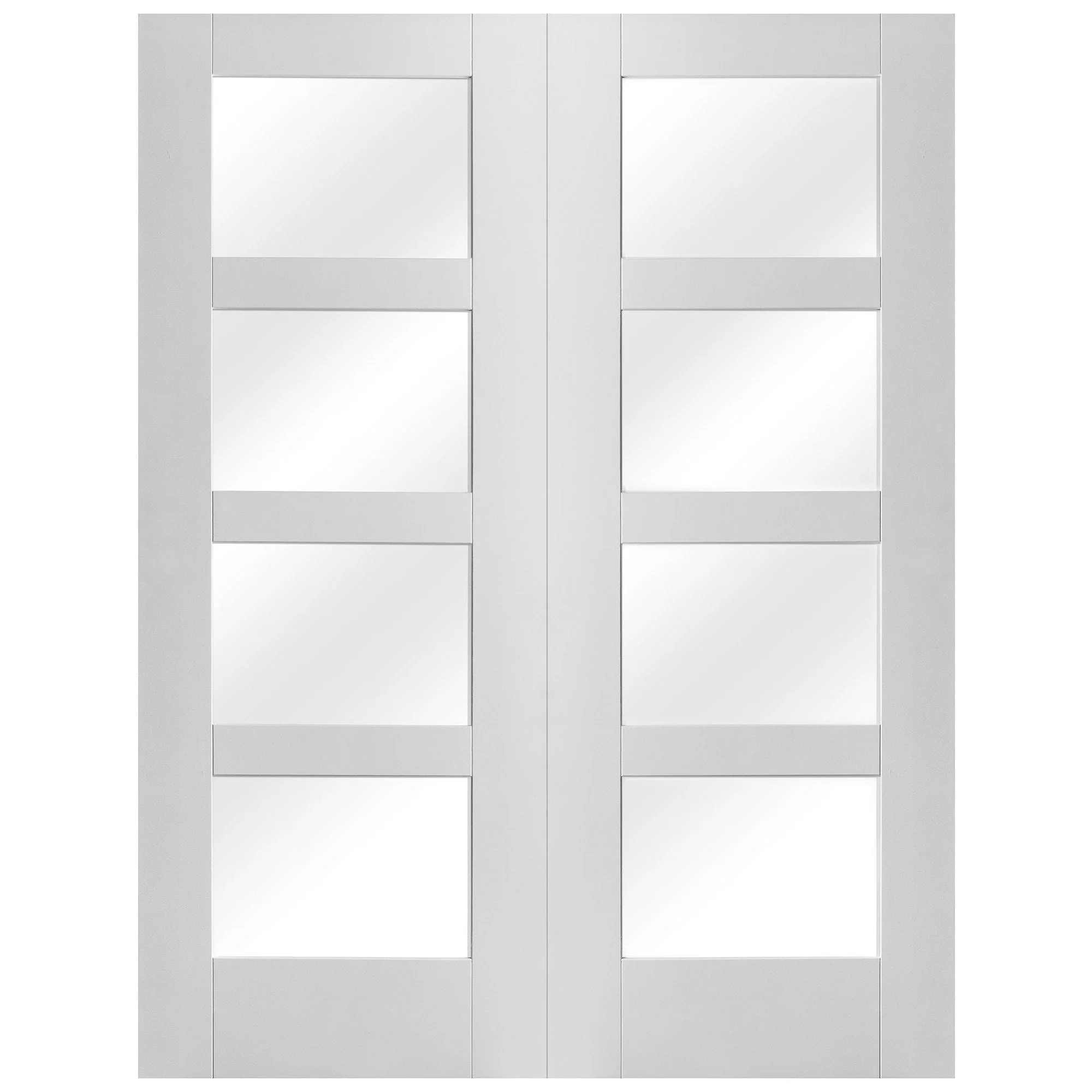 White Internal Primed Shaker 4 Light Clear Glass French Door - Image 3