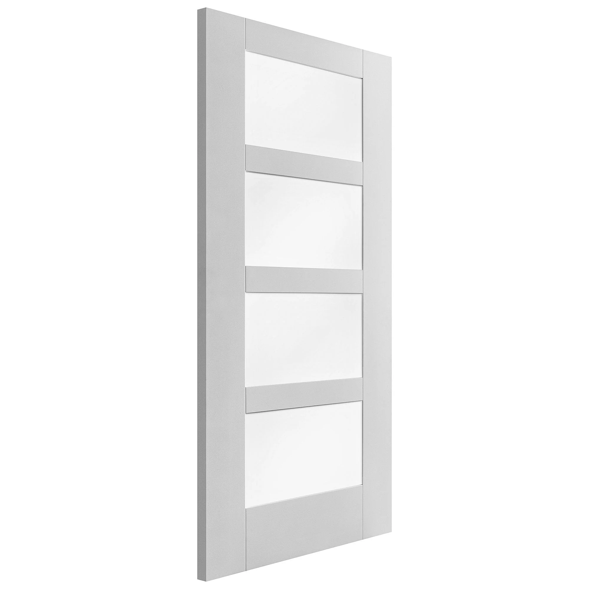 White Internal Primed Shaker 4 Light Obscure Glass Made-to-Measure Door (120523) - Image 2