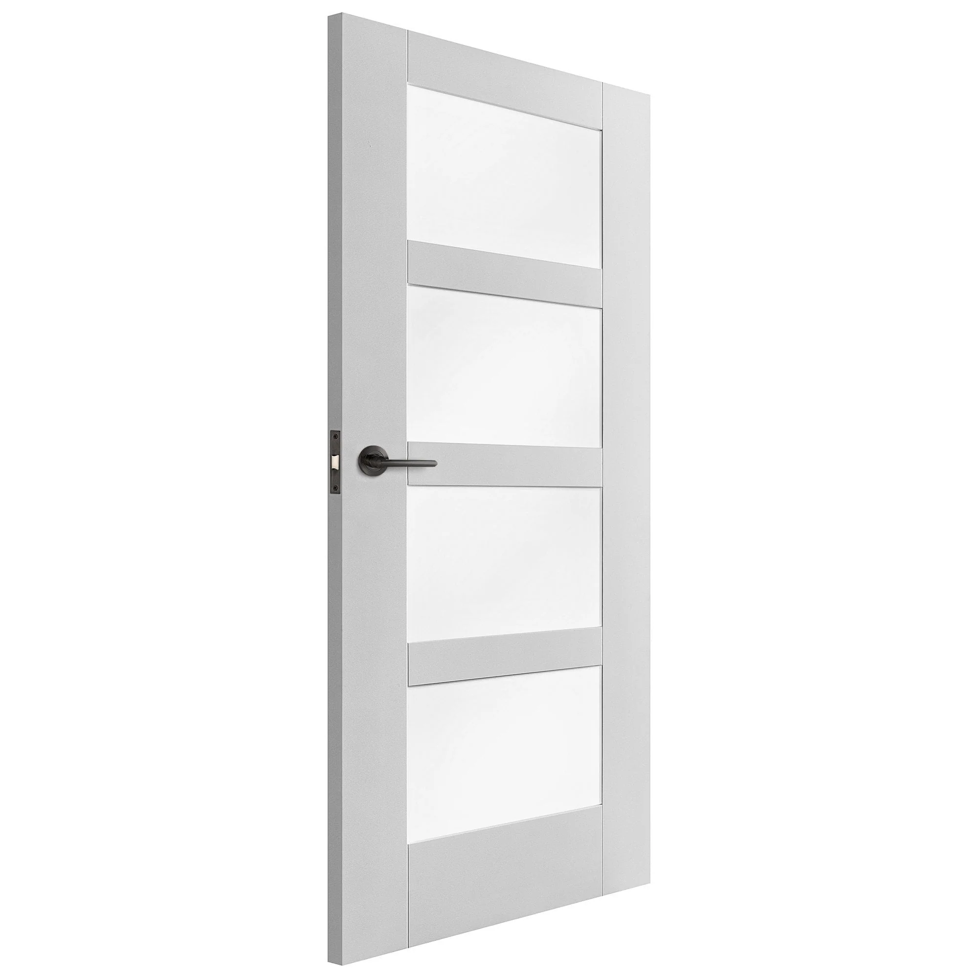White Internal Primed Shaker 4 Light Obscure Glass Made-to-Measure Door (120523) - Image 4