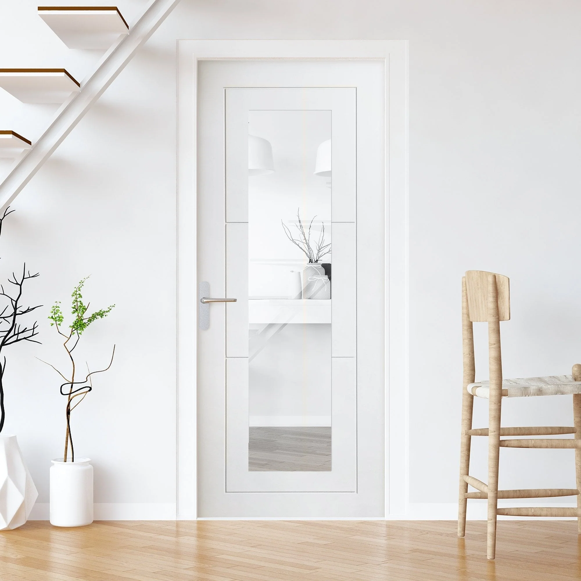 White Internal Primed Temple 1 Light Clear Glass Door (79066)