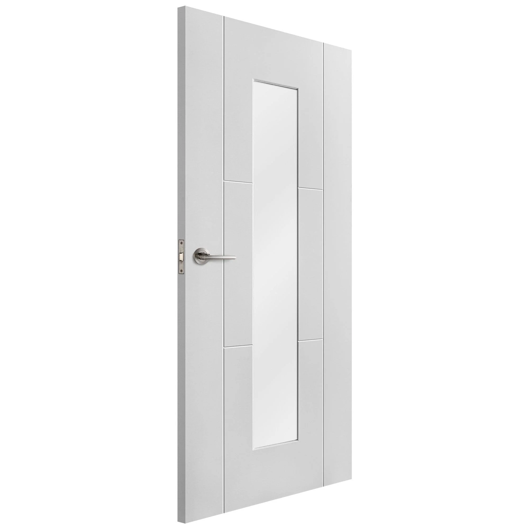 White Internal Primed Trent 3 Panel 1 Light Obscure Glass Made-to-Measure Door (120530) - Image 4